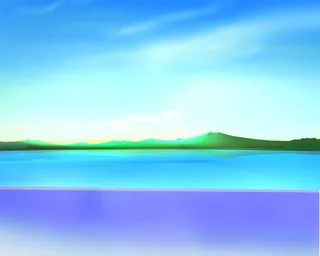 2017动漫天空蓝色远山倒影免抠