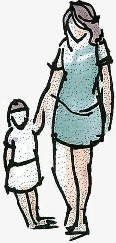 高清创意合成漫画效果母女免抠