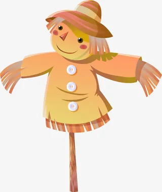 矢量手绘稻草人免抠