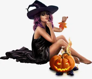万圣节3D女巫免抠