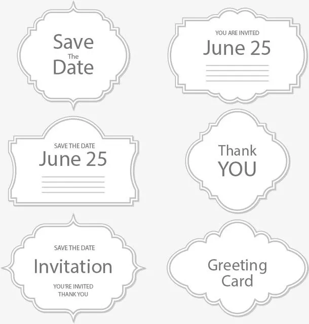 简约欧式婚礼标签免抠