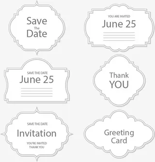 简约欧式婚礼标签免抠