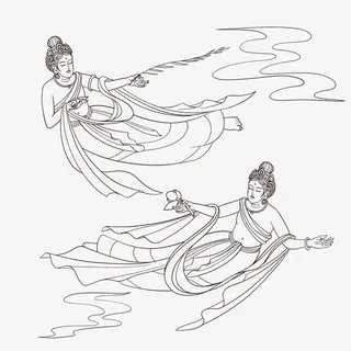 飞天嫦娥手绘免抠漂浮其他元素