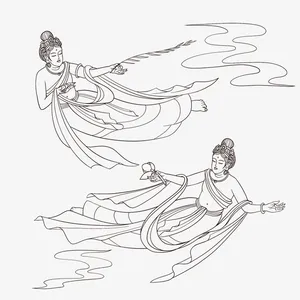 飞天嫦娥手绘免抠漂浮其他元素