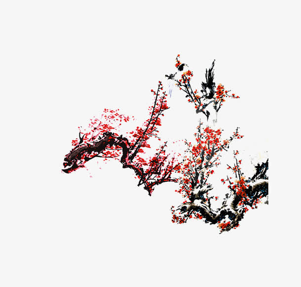 手绘梅树免抠