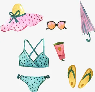 矢量手绘夏日穿搭免抠