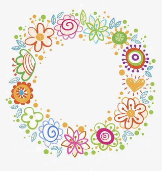 手绘简约花环装饰免抠