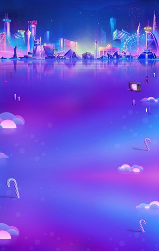 手绘城市夜景印刷背景高清