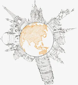 黑色环球旅行地球免抠