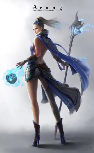 蓝色光效服饰游戏人物免抠