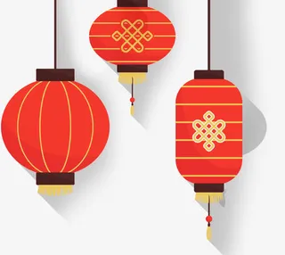 新春装饰手绘微立体灯笼素材免抠