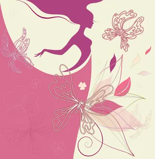 矢量淡雅美女人物剪影背景素材高清