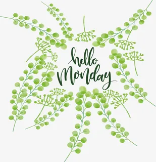 绿色手绘树枝花纹免抠