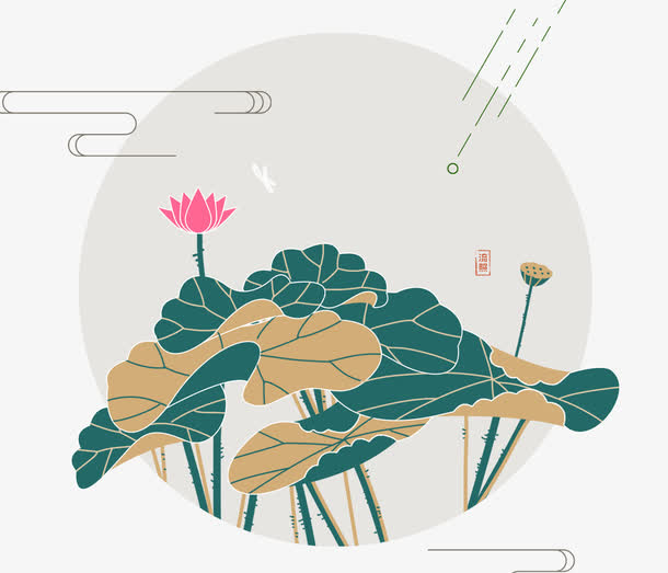 荷塘荷花免抠