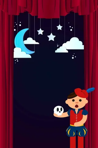 舞台剧卡通插画简约大气背景高清