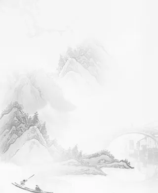 水墨山水画七夕免抠