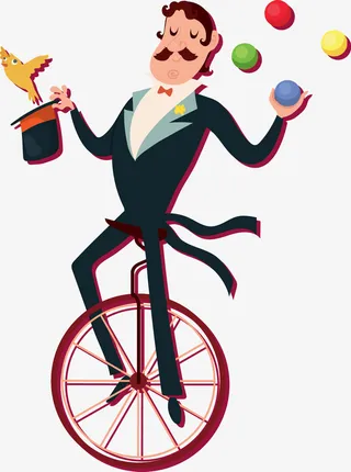 杂技骑行独轮车免抠