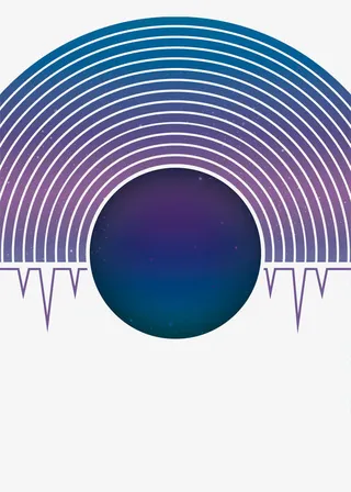 蓝色螺纹圆圈折线免抠