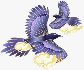 中国风手绘七夕喜鹊免抠