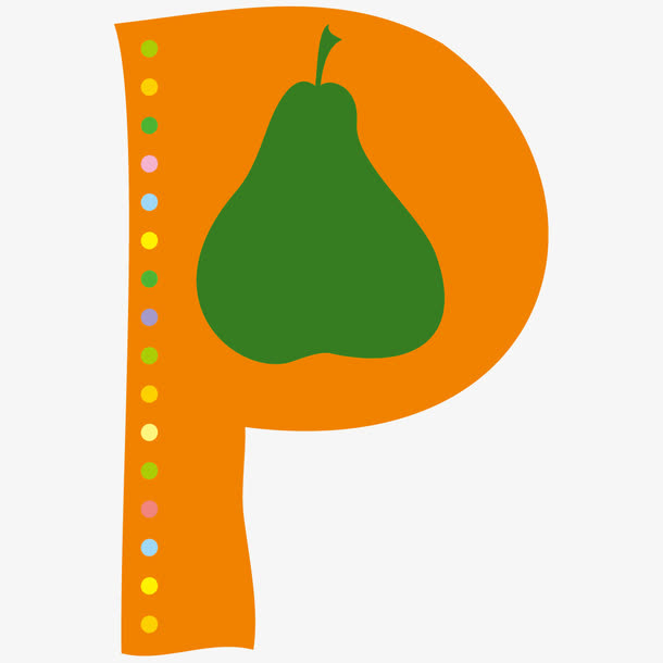 卡通创意水果字母P免抠