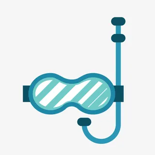蓝色卡通潜水镜矢量图免抠