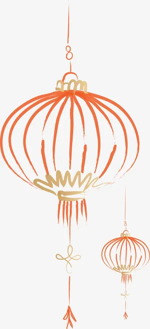 春节黄色灯笼挂饰免抠