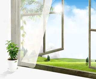 清新窗台免抠