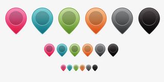 多种规格颜色地图定位符号免抠