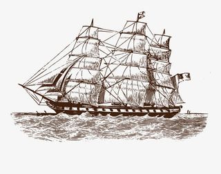 手绘航海船免抠