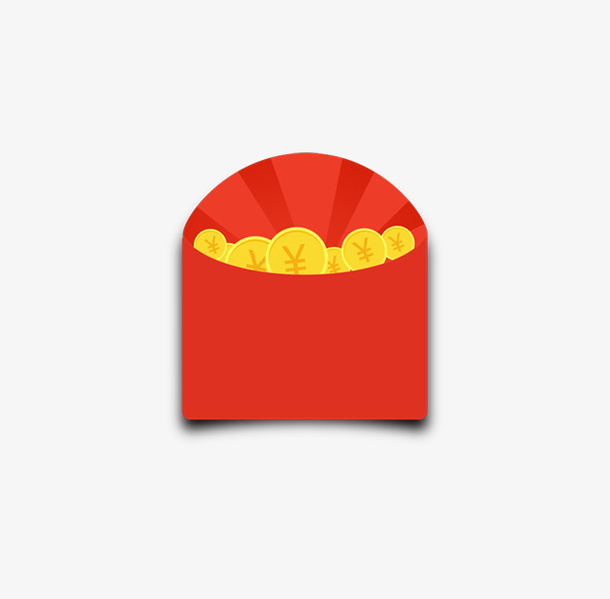 装满金币的方形红包免抠
