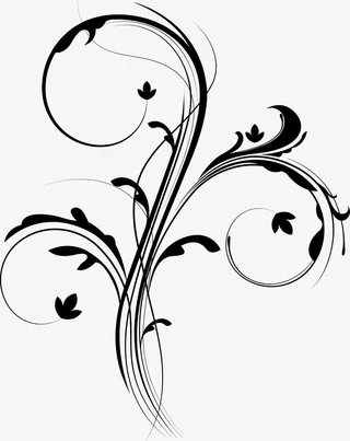 创意矢量水墨藤蔓图免抠