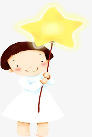 卡通小孩拿着五角星装饰图片免抠