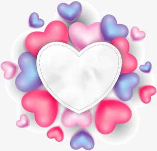 情人节多彩爱心装饰免抠