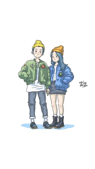 手绘卡通爱情H5背景高清