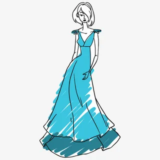 简约手绘卡通人物装饰服装设计图免抠