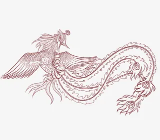 中国风凤凰线条免抠