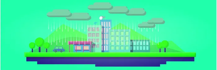 现代城市生活扁平化背景图高清