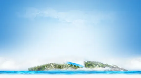 蓝色海水海岛海报背景