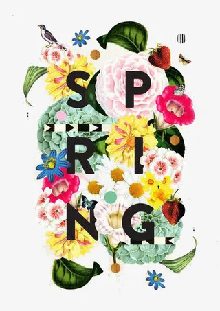 春天元素字体设计免抠