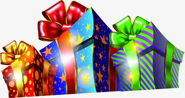 手绘彩色纹理礼盒免抠