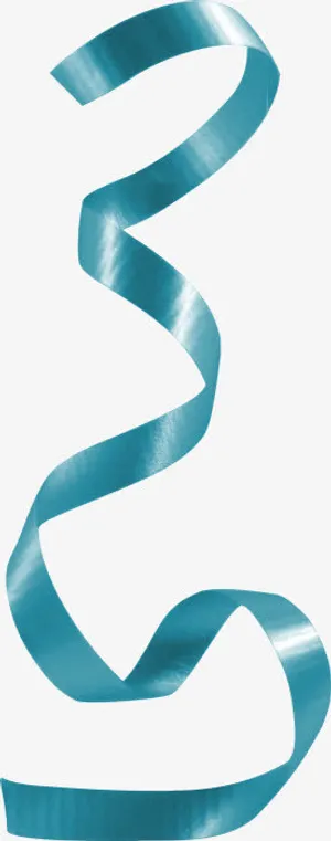 蓝色高清丝带png素材免抠