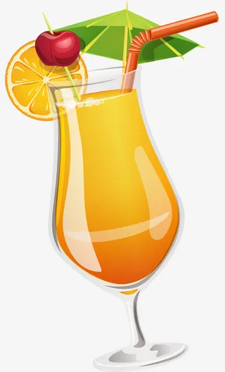 黄色立体夏日饮品免抠