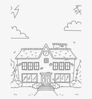 手绘的英语学校建筑免抠