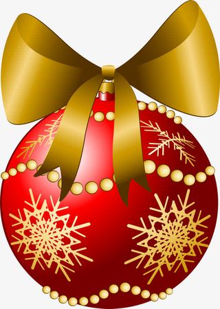 红色雪花圣诞球免抠