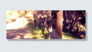 手绘唯美美景角度木栅栏免抠