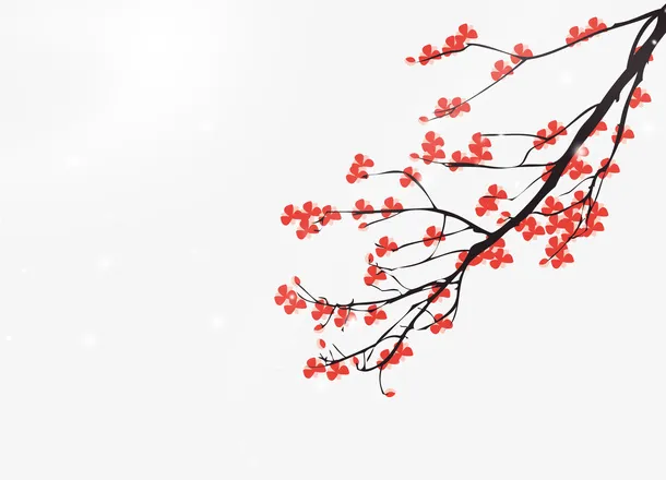 免抠手绘冬天里的梅花免抠