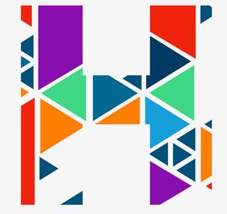 彩色几何图形拼接底纹英文字母H免抠