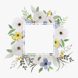 浅色小清新方形花环边框免抠