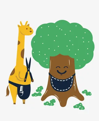 矢量修剪树枝的长颈鹿免抠