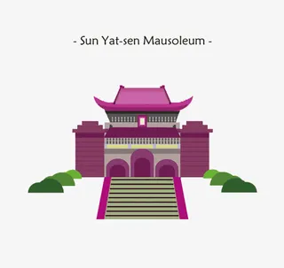 卡通孙中山纪念堂免抠